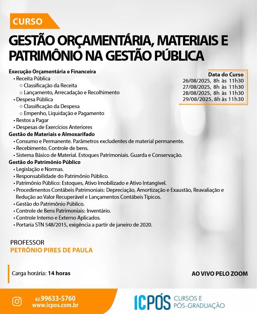 Gestão Orçamentária, Materiais e Patrimônio na Gestão Pública