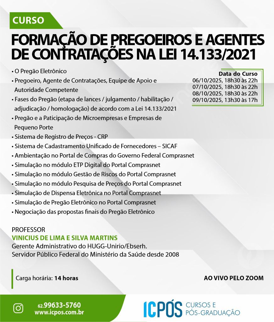 Formação de Pregoeiros e Agentes de Contratações na Lei 14.133/2021