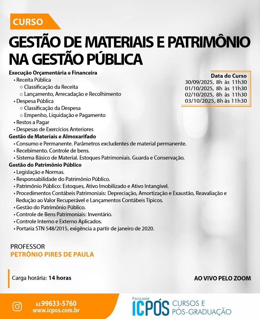 Gestão Orçamentária, Materiais e Patrimônio na Gestão Pública