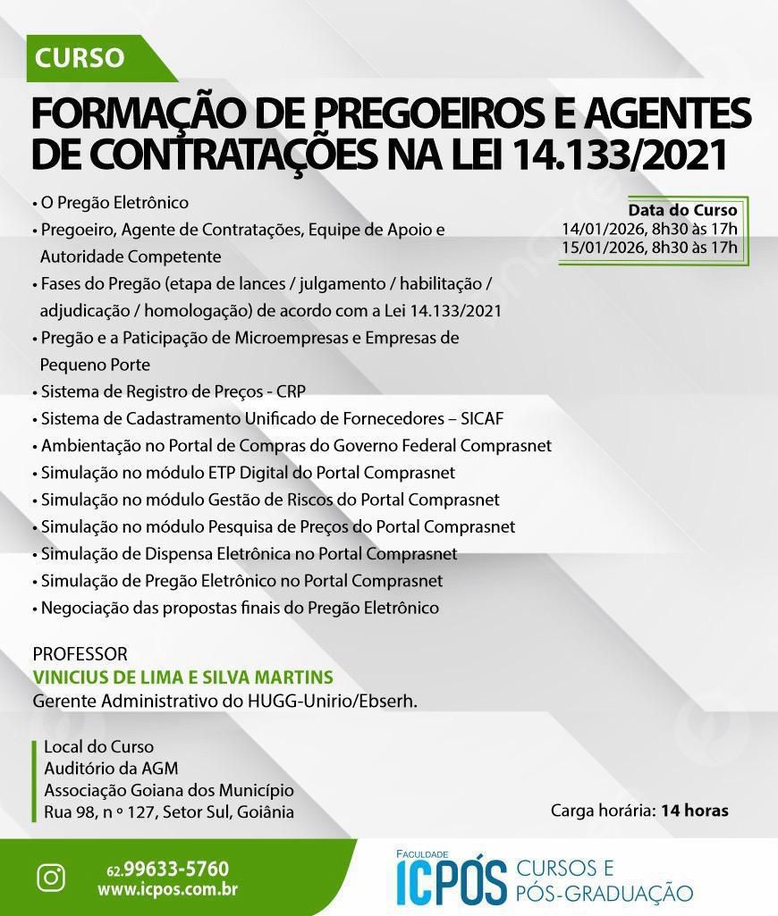 Formação de Pregoeiros e Agentes de Contratações na Lei 14.1332021